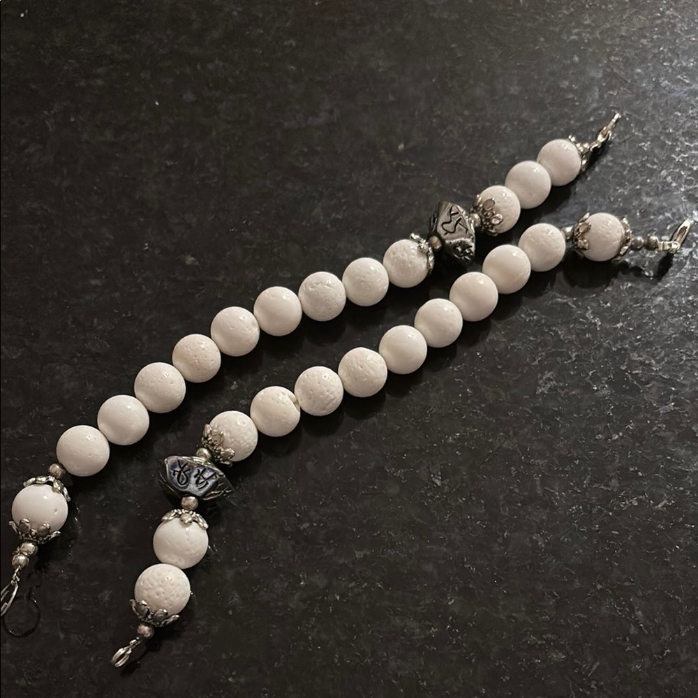 Elegant White Beaded Bracelet Set